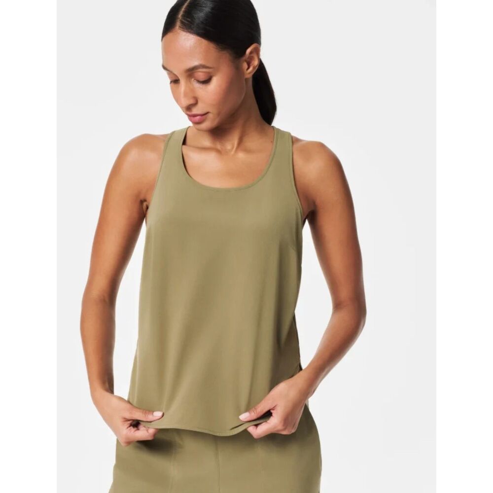 Spanx Casual Friday Olive Green Active Tank, Medium (D1)